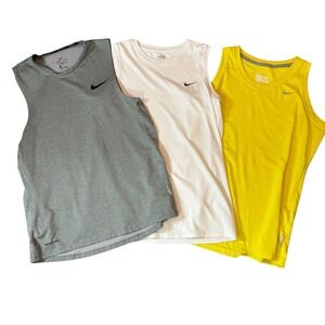 (3) Nike Dri Fit Sleeveless Top Shirt Tank Men L Large Athletic Gym Workout READ